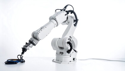 White industrial robot arm