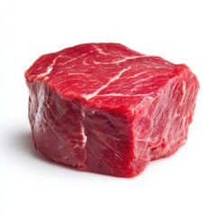 Fototapeta premium Fresh Raw Beef Tenderloin Steak Isolated on White Background, Premium Cut of Red Meat for Grilling or Cooking, High Quality Protein Source for Healthy Diet