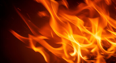 Fiery dance of glowing orange flames