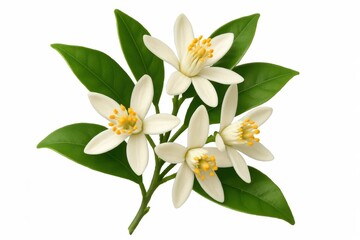 A Close-Up of White Narcissus Flowers on a Green Leafy Stem