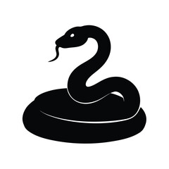 Fototapeta premium Snake Curled Comfortably On A Warm Rocky Platform Line Art Vector illustration