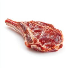 Obraz premium Raw Tomahawk Steak Isolated on White Background, Premium Dry Aged Beef Rib Steak with Bone, Ready for Grilling or Roasting, Delicious Gourmet Meat