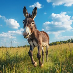 Donkey in natural field full of serenity high resolution picture
