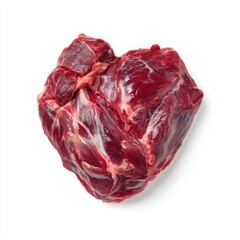 Obraz premium Fresh Raw Beef Chuck Roast Isolated on White Background, Close-Up Detail of Marbling and Texture, Perfect for Culinary and Food Photography Projects