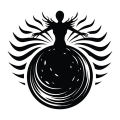 Abstract Black Sun Goddess Energy Spiritual Art Print