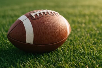Fototapeta premium An American Football Poised for Action