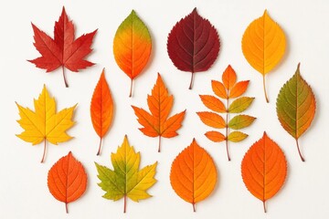 Obraz premium A Spectrum of Fall Leaves in Vibrant Hues