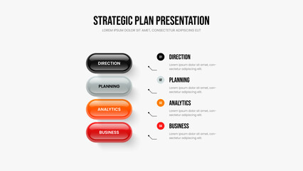 Product Profile Frame Layout Vector Illustration. Consulting Briefing Four Step Diagram Presentation Template. Corporate Visualization 4 Option Infographic Slideshow Design.