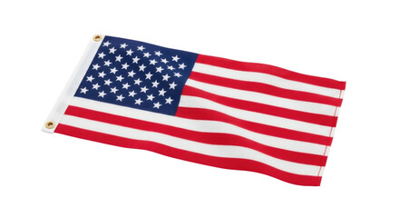 Fototapeta premium American flag waving gently on a white surface cutout isolated on transparent bg, png