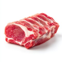 Fototapeta premium Raw Rack of Pork on White Background, Fresh Meat Cut with Rib Bones, Ready for Roasting, Culinary Ingredient for Cooking and Food Preparation, Butcher