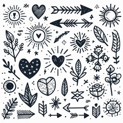 Doodle lines arrows circles and curves vectorhand drawn design elements isolated vector