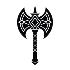 Ornate Double Axe Weapon Graphic Design Tribal Tattoo