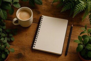 Amidst the tranquility of nature, a solitary notebook awaits its next burst of creativity, accompanied by a steaming cup of coffee and the gentle rustle of leaves