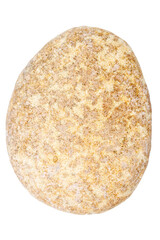 Top view of single yellow pebble isolated on white background.