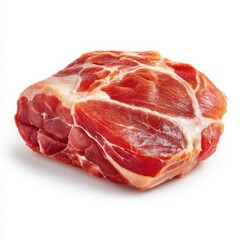 Raw Pork Shoulder Roast Isolated on White Background, Perfect for Slow Cooking, Pulled Pork, or Roasting, High Quality Meat Cut with Marbling for