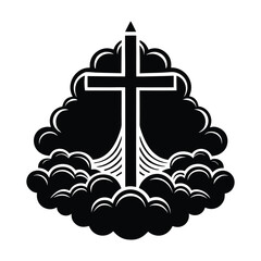 Christian Cross Rising Through Clouds Faith Hope Religion