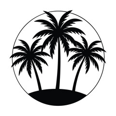 Three Palm Trees Silhouette Tropical Summer Beach Vacation