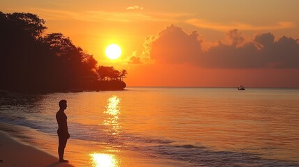 Sunset beach solitude
