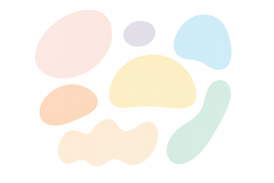 Pastel liquid shapes blending with translucent curves, creating contemporary abstract design representing fluid geometric movement