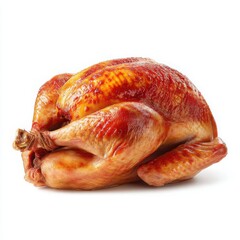 Roasted Whole Turkey Isolated on White Background, Perfect for Thanksgiving or Christmas Dinner, Golden Brown and Delicious, Ready to Carve and Serve