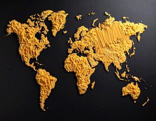 World map formed by pasta