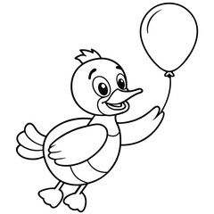 Duck different style kids coloring page