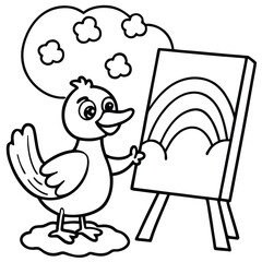 Duck different style kids coloring page