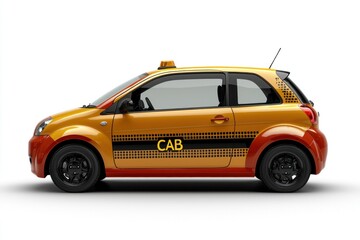 Cab realistic isolated on white background. Urban Cab Car. Cab Vehicle icon. City Transport Car. Classic Urban Cab. Realistic Taxi Car on white. Cab Design Element. Cab Car isolated on white.