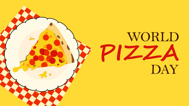 Banner of world pizza day. Poster for social media, web or print, etc. Holiday concept.