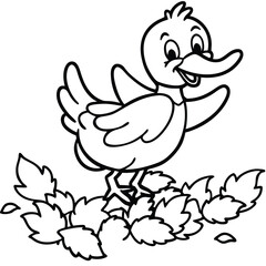 Duck different style kids coloring page