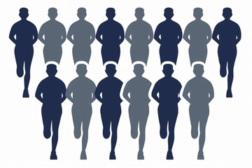 Diverse runners in motion running people