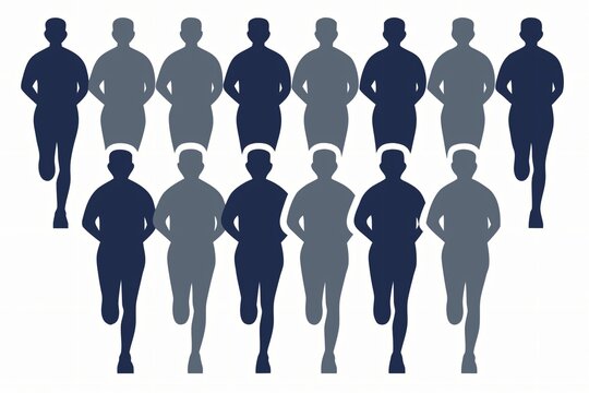 Diverse runners in motion running people