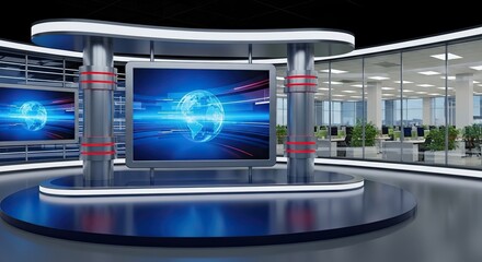 Obraz premium Television studio, virtual studio set. ideal for green screen compositing,