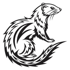 Meerkat curled up with tribal tattoo style illustration