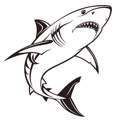 Obraz premium A fierce great white shark illustration with bared teeth