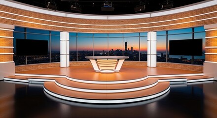 Television studio, virtual studio set. ideal for green screen compositing.