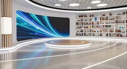 Television studio, virtual studio set. ideal for green screen compositing.
