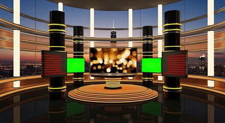 Television studio, virtual studio set. ideal for green screen compositing.