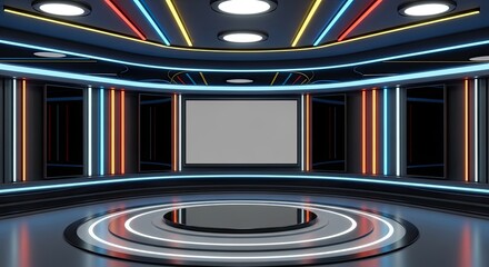 Television studio, virtual studio set. ideal for green screen compositing.