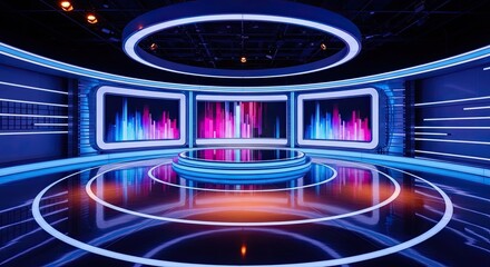 Television studio, virtual studio set. ideal for green screen compositing.