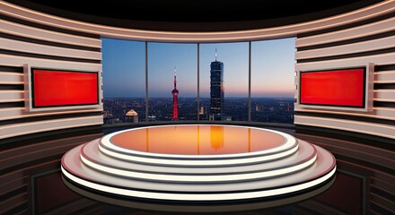 Television studio, virtual studio set. ideal for green screen compositing.