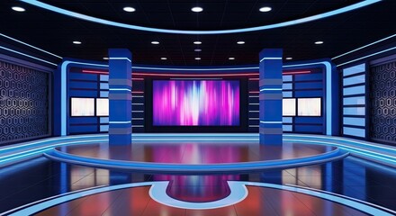 Television studio, virtual studio set. ideal for green screen compositing.