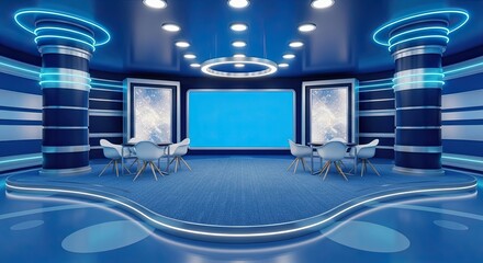 Television studio, virtual studio set. ideal for green screen compositing.