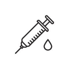 Medical syringe with a drop of liquid isolated on a white background