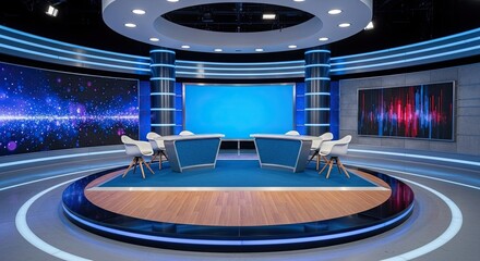 Television studio, virtual studio set. ideal for green screen compositing.
