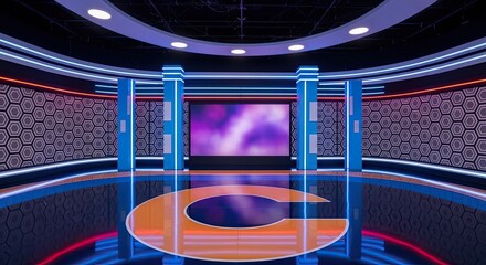 Television studio, virtual studio set. ideal for green screen compositing.