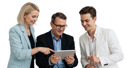 Team of Business People Using Tablets for Work in Bright Office Space