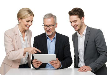 Team of Business People Using Tablets for Work in Bright Office Space