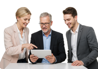 Team of Business People Using Tablets for Work in Bright Office Space