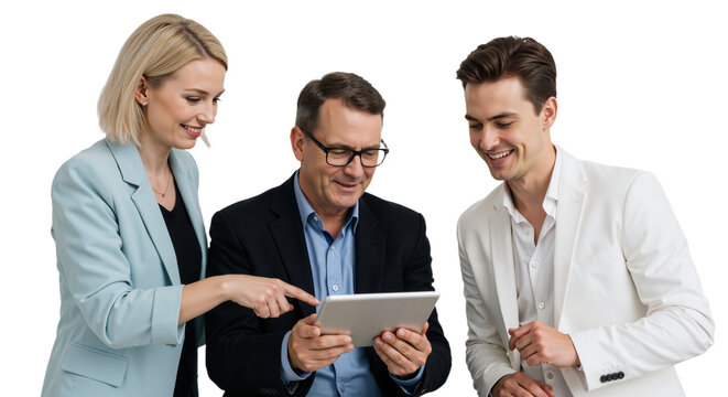 Team of Business People Using Tablets for Work in Bright Office Space